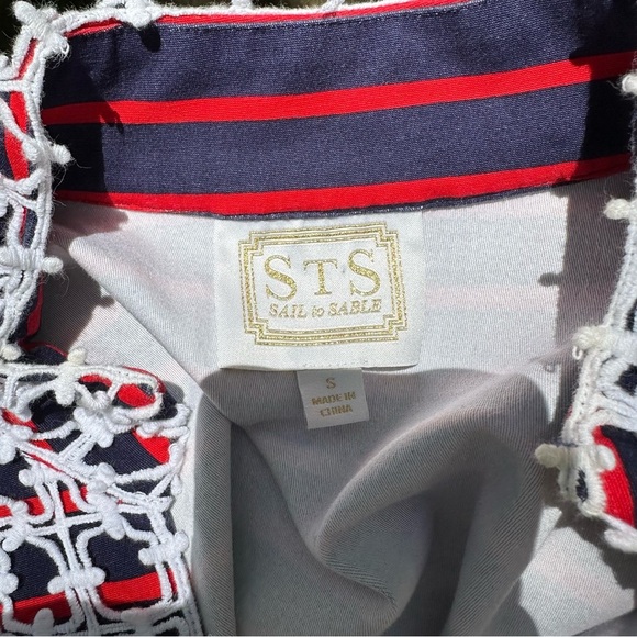 Sail to Sable Star Spangled Shift Dress Size S in Navy/Red Stripe - Picture 10 of 11